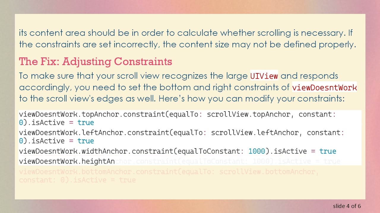 Resolving the Issue of UIScrollView Not Scrolling with Large UIView