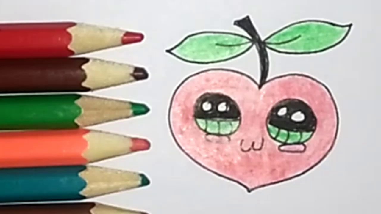 رسومات سهلة وبسيطةرسم تفاحة كيوت للاطفالdraw very easy cute apple