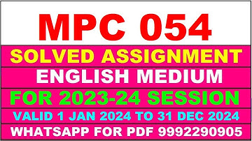mpc 054 solved assignment 2023-24 | mpc 54 solved assignment in english 2024 | mpc 54 2024