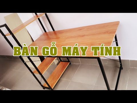 Video Bàn gỗ máy tính có giá sách mua trên Shopee - YouTube