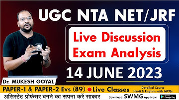14 June Shift-1 Exam Analysis II Dr. Mukesh Goyal Opinion about Analysis