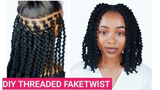 How To African Threading on Natural Hair/Threaded Fake Twist Step by Step/UTUMBO WA UZI /Spiral screenshot 5