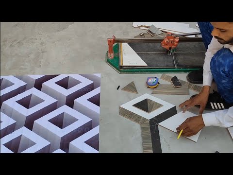 Tha most beautiful 3d cube tiles design use granite marble tiles