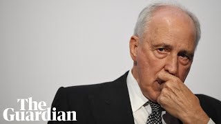 Paul Keating holds court at Labor conference, calling Morrison 'a fossil with a baseball cap'