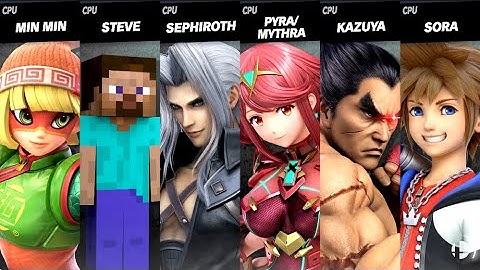 Min Min VS Steve VS Sephiroth VS Pyra/Mythra VS Kazuya VS Sora Fighter Pass 2 Battle Smash Ultimate