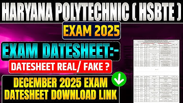 Haryana Polytechnic Semester Exam Datesheet 2025 ll HSBTE SEMESTER 2025 II HSBTE EXAM