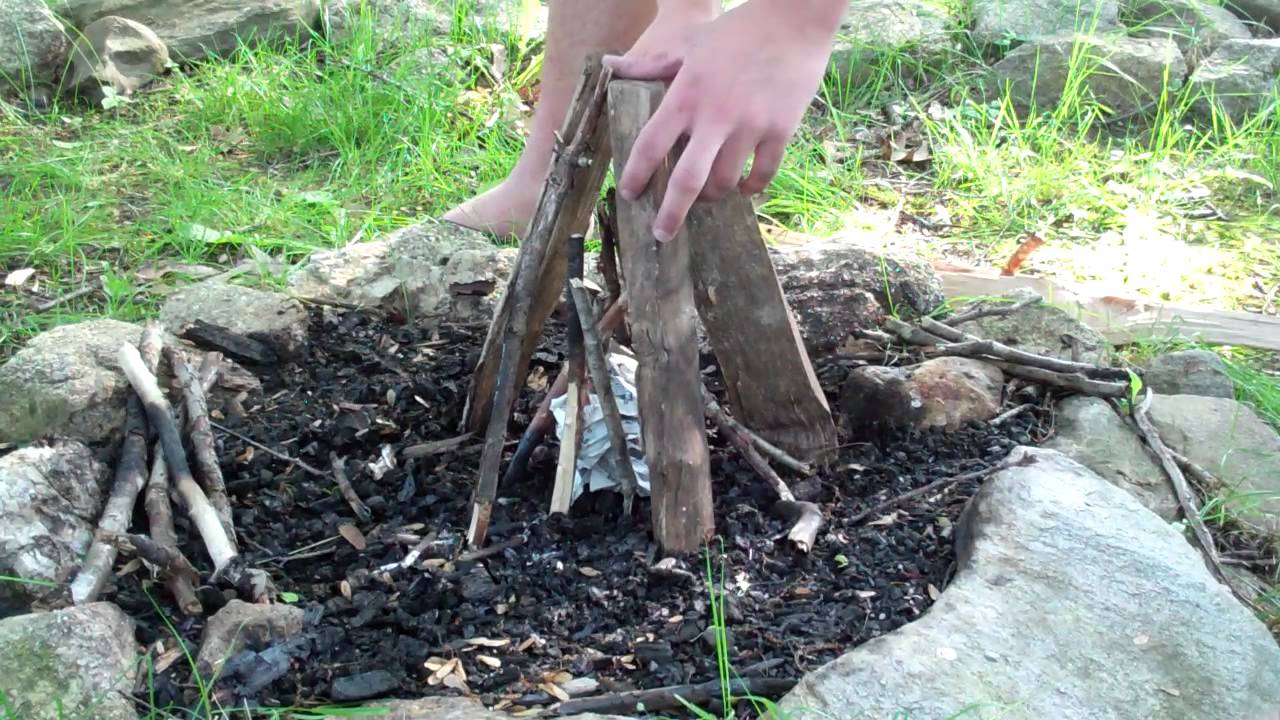 How can you safely make a fire in a teepee?