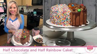 Half Chocolate and Half Rainbow Cake! by Christina Cakes It 302 views 2 years ago 11 minutes, 2 seconds