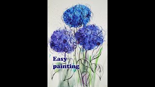 Blumen malen/ Hortensie-Blumen/ EINFACHE KUNST IDEEN.Easy Flowers Painting/ Hydrangeas Abstract