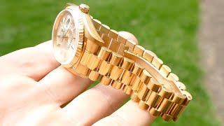 rolex president datejust 18kt gold watch