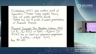 Sarah Peluse: Quantitative bounds in the polynomial Szemerédi theorem and related results #ICBS2024