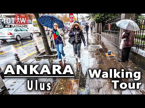 Walking Around Ulus in Heavy Rain | Ankara Yağmurda 4K Yürüyüş