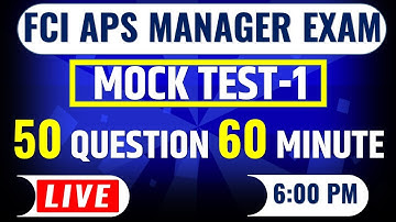 FCI APS MANAGER MOCK TEST -1 | PAPER -1| MOST IMPORTANT QUESTION MCQ |MUST WATCH |