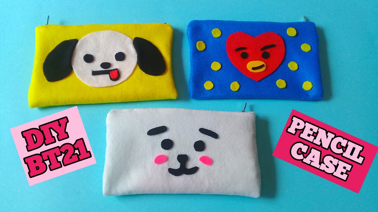 Cara Membuat Tempat Pensil Bt21 Dari Kain Flanel Cute Youtube