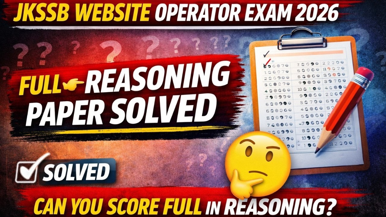 JKSSB Website Operator Exam 2026 | Full Reasoning Paper Solved | Can You Score 100%?