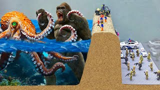Kong Stopped Giant Octopus Sea Monster Attack Lego City Causing Flood Disasters - LEGO FLOOD Action