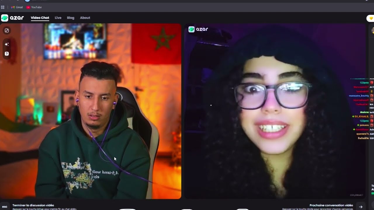 تلاقيت بفرسية 🇫🇷 كاتهدر بداريجا ف Azar 😂 هربااااان ليها كثر مني ههههههههههههه