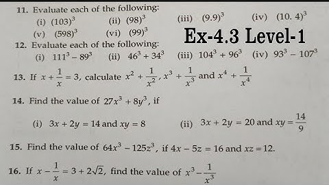 RD Sharma Solutions for Class 9 Maths Chapter 4 Algebraic Identities Exercise 4.3 Q11 to Q16