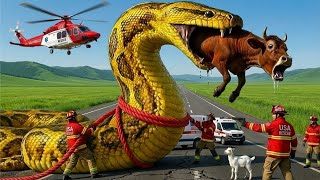 Terrifying Ambush! Mother Cow Nearly Crushed by Huge Python Until Heroes Arrive 🐄⚔️ Net Worth