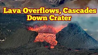 Iceland Volcano Lava Overflows And Cascades Down Crater KayOne, Relaxing Music