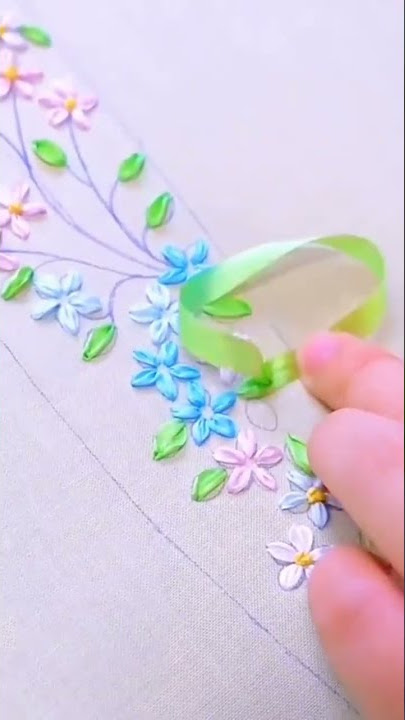 Easy Ribbon Embroidery 🪡🎗️| Hand Embroidery Work