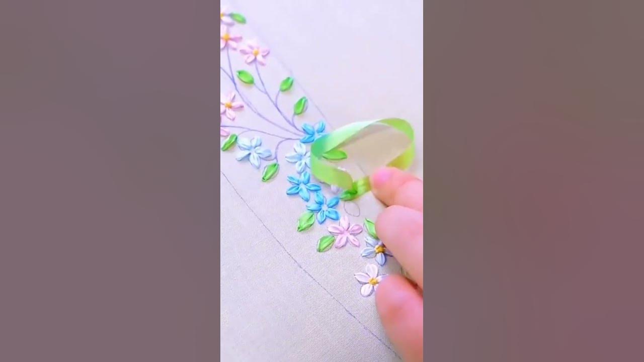 Easy Ribbon Embroidery 🪡🎗️| Hand Embroidery Work