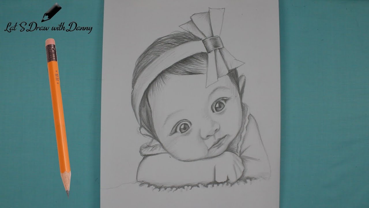 baby girl face drawing