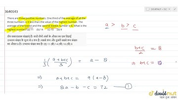 "There are three positive numbers. One third of the average of all the three numbers is 8 less