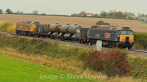 GBRf 57310+57303 heading for Taunton, 3S13, Black Smock Bridge, Oathe, 18th October 2025