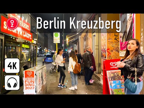 Berlin Kreuzberg at Night Walking Tour 🍹 - Germany 🇩🇪 [4k 60fps] City Nightlife Kottbusser Tor ASMR