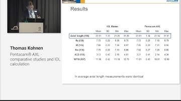 Thomas Kohnen - Pentacam® AXL: Comparative studies & IOL calculation
