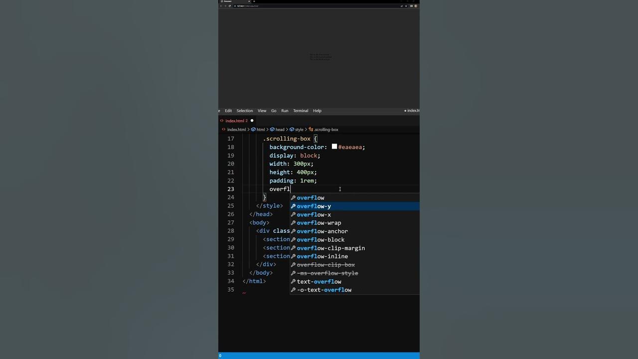 Scrollbar inside a html div shorts YouTube