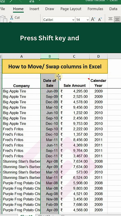 How to Move/Swap Columns in Excel  | MS Excel Moving Columns | Swaping Columns