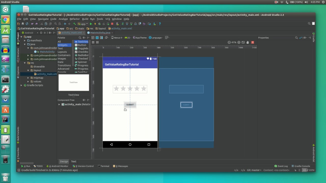 How to use rating bar Android Studio - YouTube