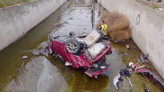 Mazda crashes in Los Angeles Riverbed after high-speed pursuit - Rotator Recovery