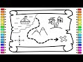 Como dibujar un MAPA DEL TESORO / dibujos para niños / How to draw a TREASURE MAP /drawings for kids