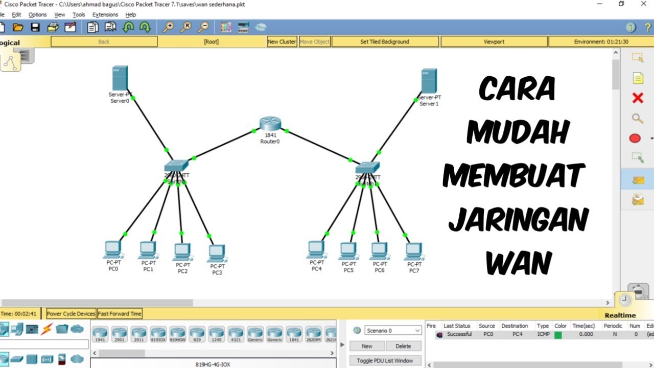 Cara Membuat Jaringan Wan Dengan Packet Tracer Youtube