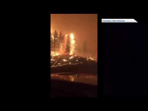 Fuel transporter drives through BC wildfire
