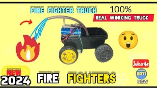 How To Make R/C Fire Truck At Home | With Plastic box | Fire Fighter | New Science Project | 2024