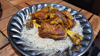 اللحم المشوي في الفرن مع الارز Meat in the oven with rice