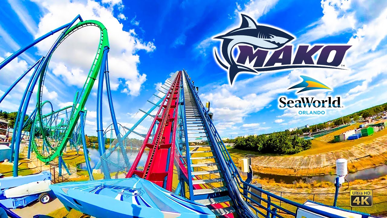 Mako Roller Coaster On Ride Front Seat 4K POV SeaWorld Orlando 2023 10