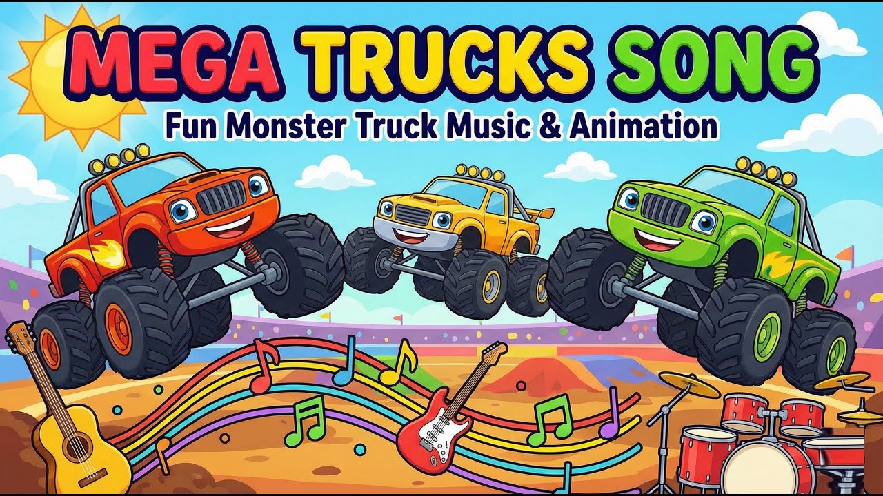 🚛 Mega Trucks Song | Fun Monster Truck Music & Animation 10