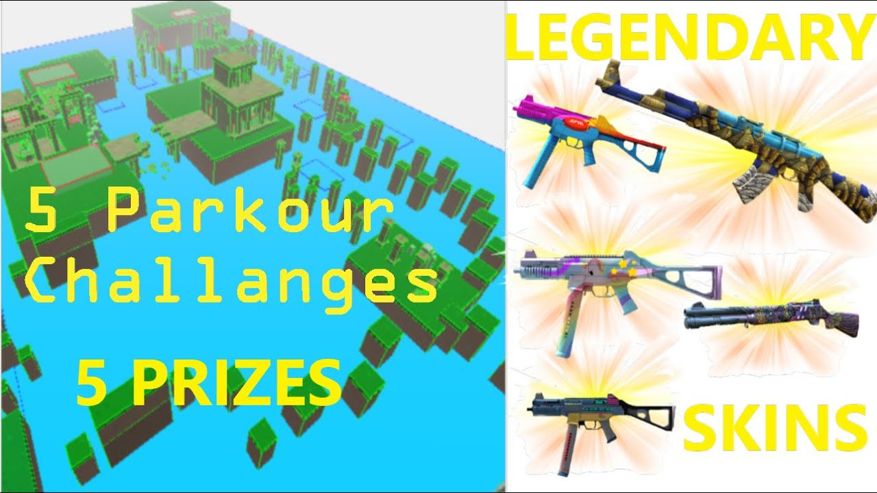 5 Parkour Challanges and 5 LEGENDARY Skins - Krunker - BASICGAMER2000