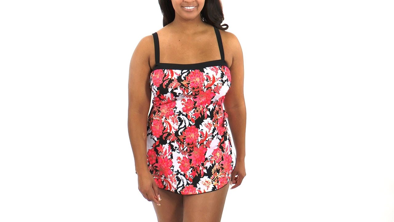 Maxine Plus Size Fine Romance Bandeau Sarong One Piece | SwimOutlet.com