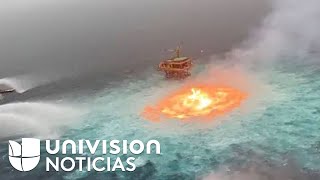 Un impresionante ojo de fuego 'quemó las aguas' del Golfo de México parece sacado de una película