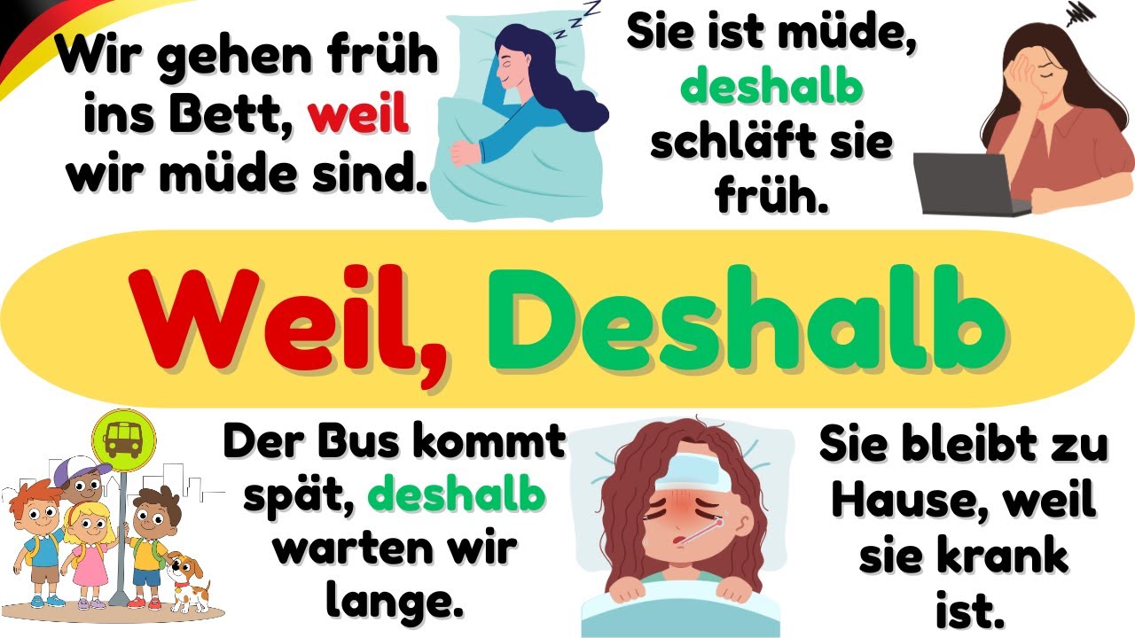 📘 Weil & Deshalb einfach erklärt | Deutsche Sätze A1–A2 🇩🇪