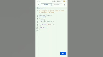 c program to print numbers from 1 to 10 using for loop.#shorts #youtubeshorts #shortsvideo