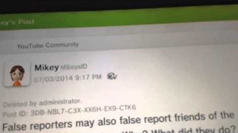 Follow Up on My Deleted Miiverse Post