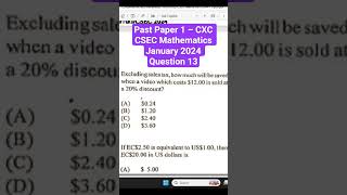 Past Paper 1 – CXC CSEC Mathematics January 2024 Question 13 📚#CSEC #CXC #CSECMathematics #CSECMath