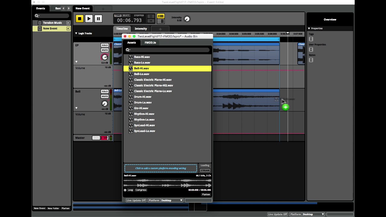 FMOD Parameter Tutorial - Shoreline Community College